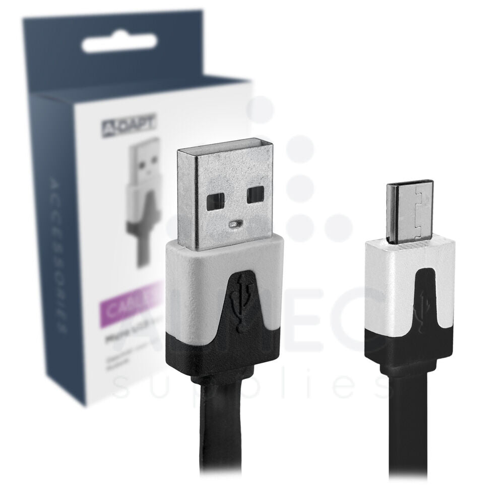 A-DAPT Data en laadkabel USB-A Naar Micro USB - 1M - Zwart