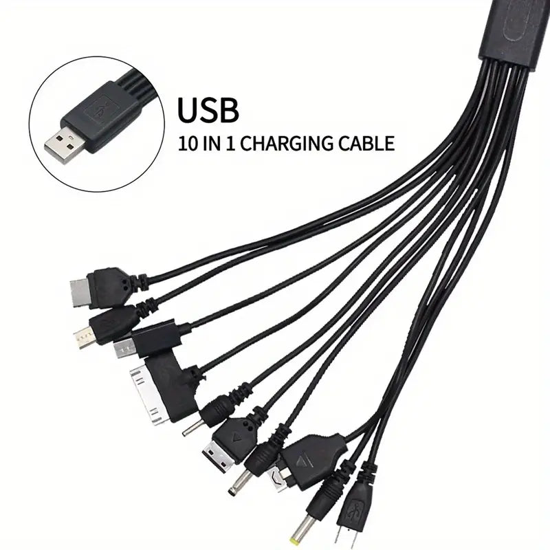 A-DAPT Multi Connector 10-in-1 USB Oplaadkabel - Data en laadkabel USB Multikabel Zwart
