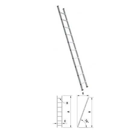 VEBA Aluminium enkele rechte ladder/ruimladder 1X12 (3,34m)