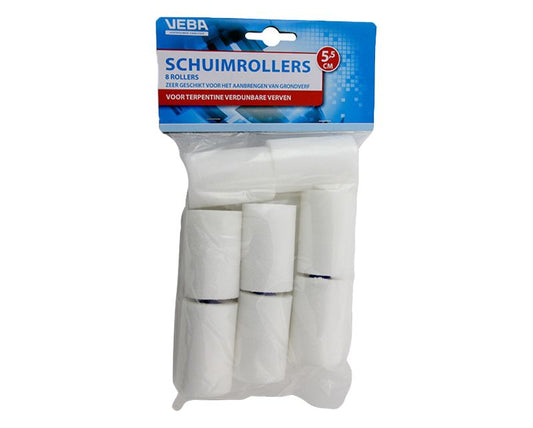 VEBA Verfroller schuim 5CM recht 8 stuks in ophangzak - Berensen Bouwmarkt B.V.