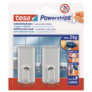 Tesa Haak Powerstrip Groot Kunststof Chroom