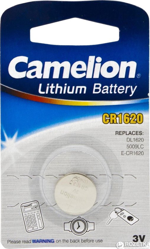 Camelion CR1620 Lithium Knoopcelbatterij – 3V – 60mAh – 1 Stuk