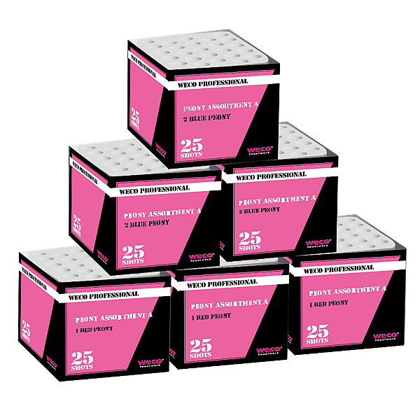 Vuurwerk - WECO Peony Assortment A OP=OP 6x25 shots 25mm cakes
