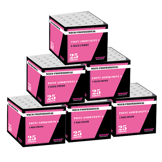 Vuurwerk - WECO Peony Assortment A OP=OP 6x25 shots 25mm cakes