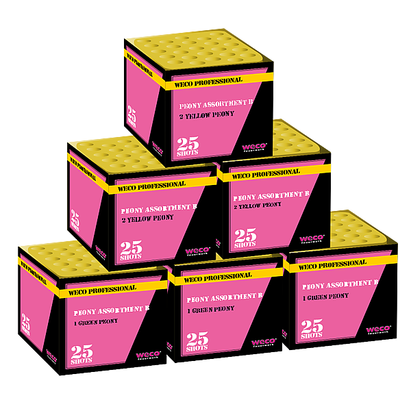 Vuurwerk - WECO Peony Assortment B OP=OP 6x25 shots 25mm cakes