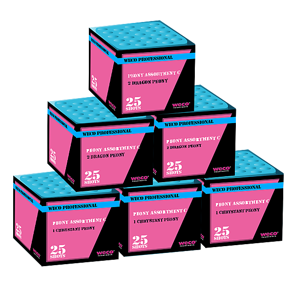 Vuurwerk - WECO Peony Assortment C OP=OP 6x25 shots 25mm cakes