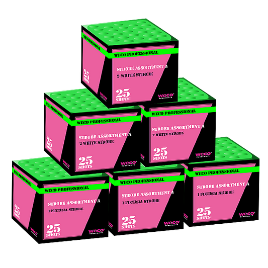 Vuurwerk - WECO Strobe Assortment A OP=Op 6x25 shots 25mm cakes