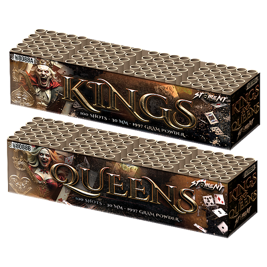 Vuurwerk - Kings and Queens 2x100 shots 30mm compoundset