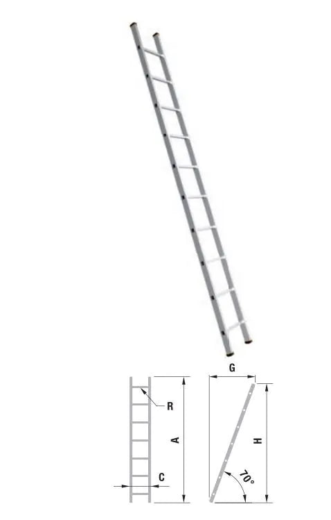 VEBA Aluminium enkele rechte ladder/ruimladder 1X14 (3,87m)