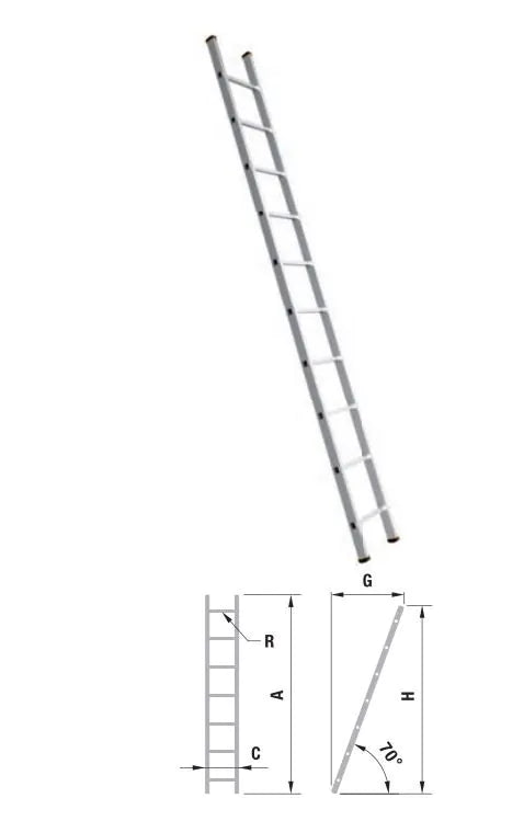 VEBA Aluminium enkele rechte ladder/ruimladder 1X18 (4,94m)