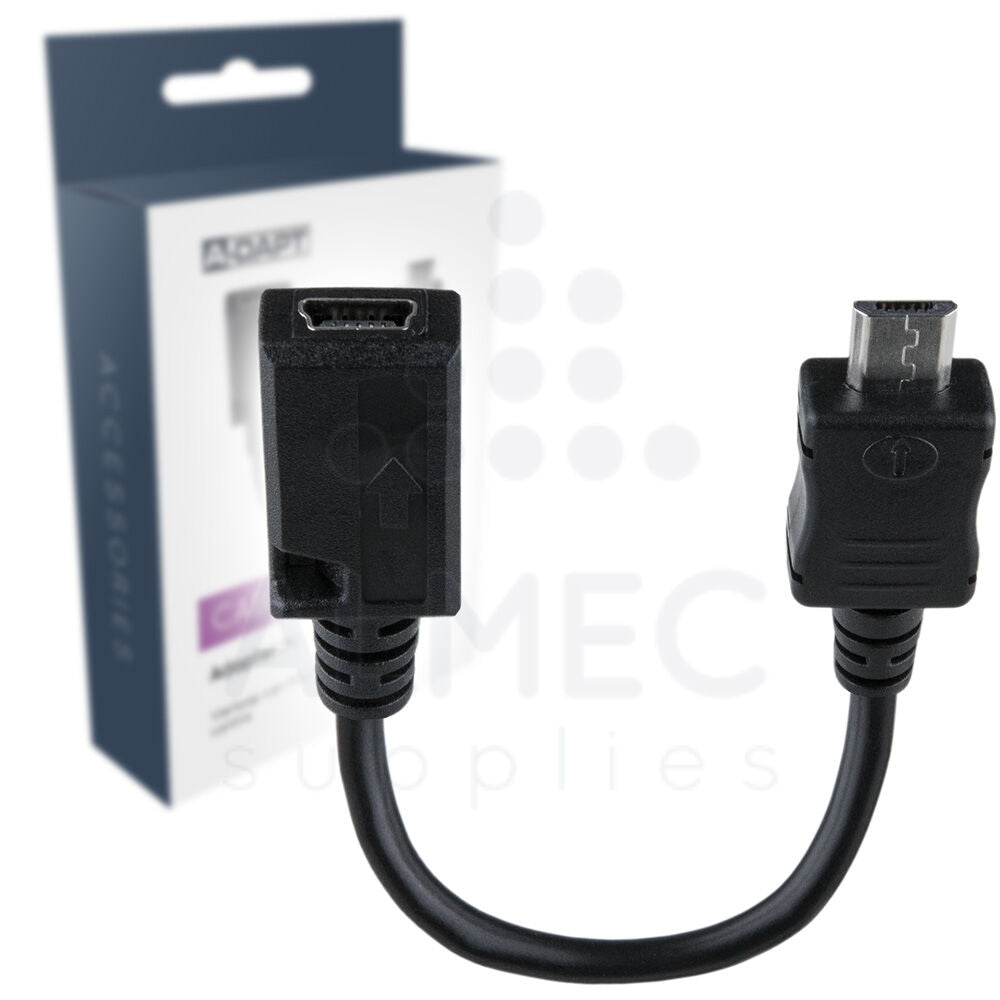 Verloopkabel Micro USB naar Mini USB contra Zwart