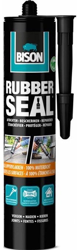 Bison Rubber Seal koker 310 gram - Rubber coating om oppervlakken waterdicht te maken, dakgoot repareren binnen en buiten, afdichten, beschermen, en repareren