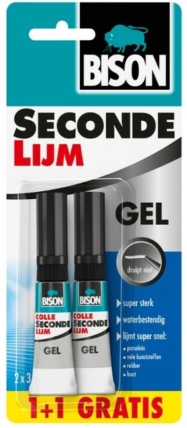 Bison Seconde Lijm Gel 3 gram 1+1 gratis
